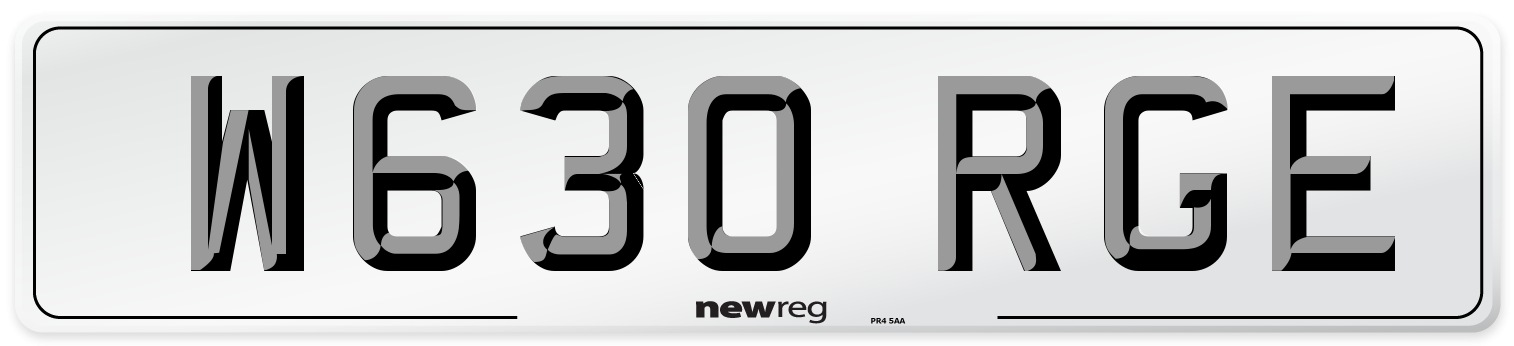 W630 RGE Number Plate from New Reg